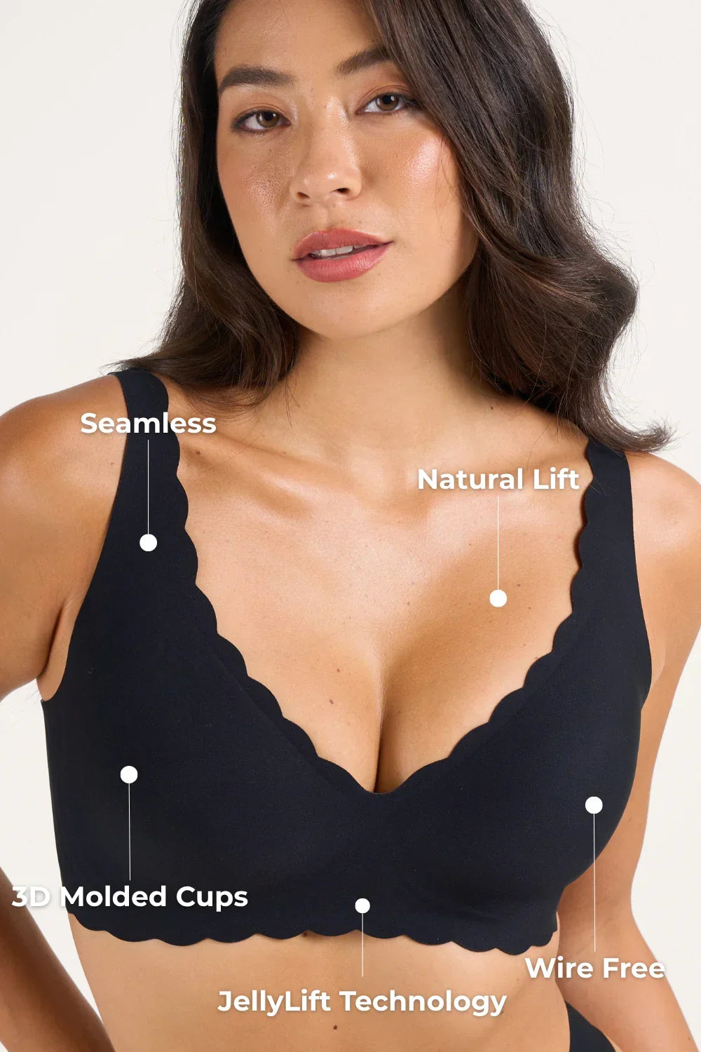 Scalloped Deep V Smooth Lift Bra