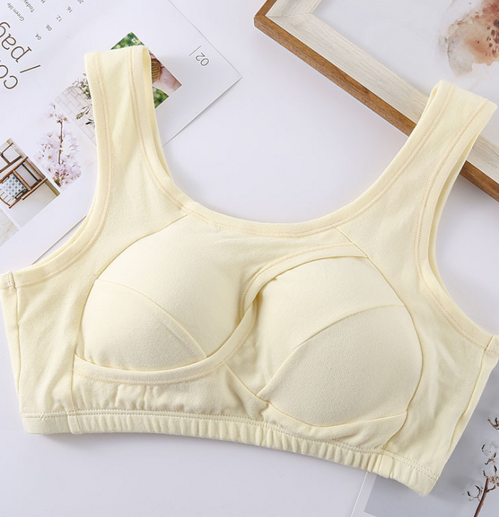 Non-wired cotton comfort bra with removable pads