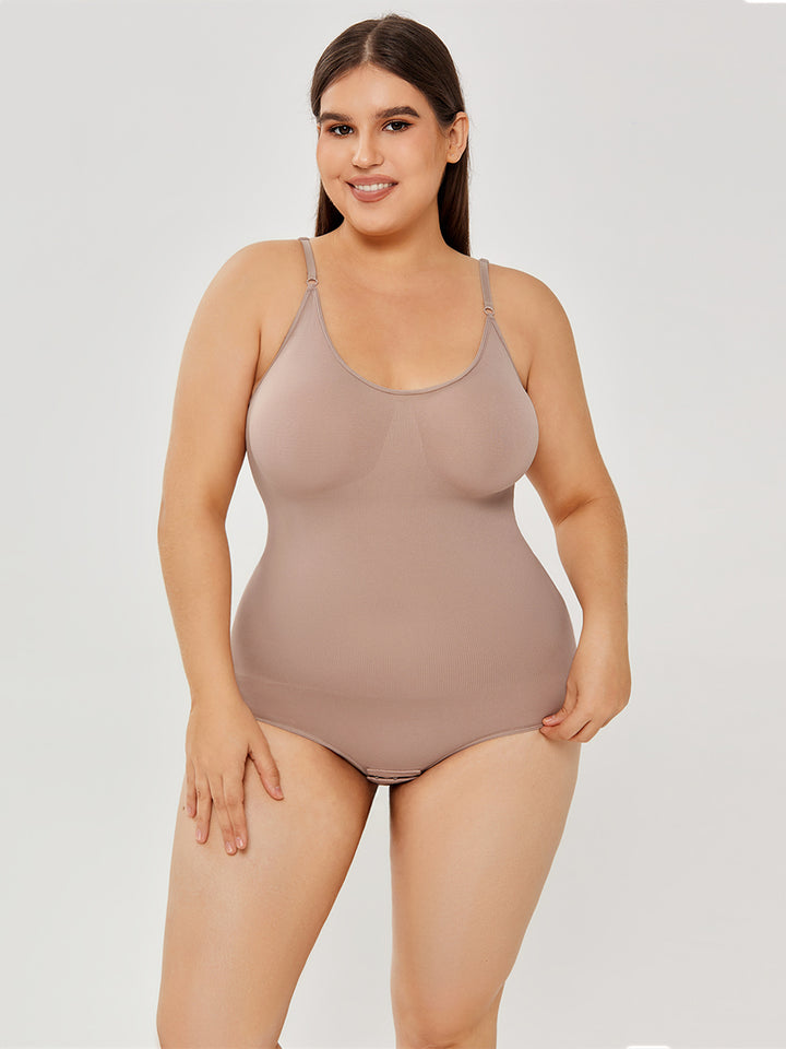 Low-back seamless shapewear bodysuit