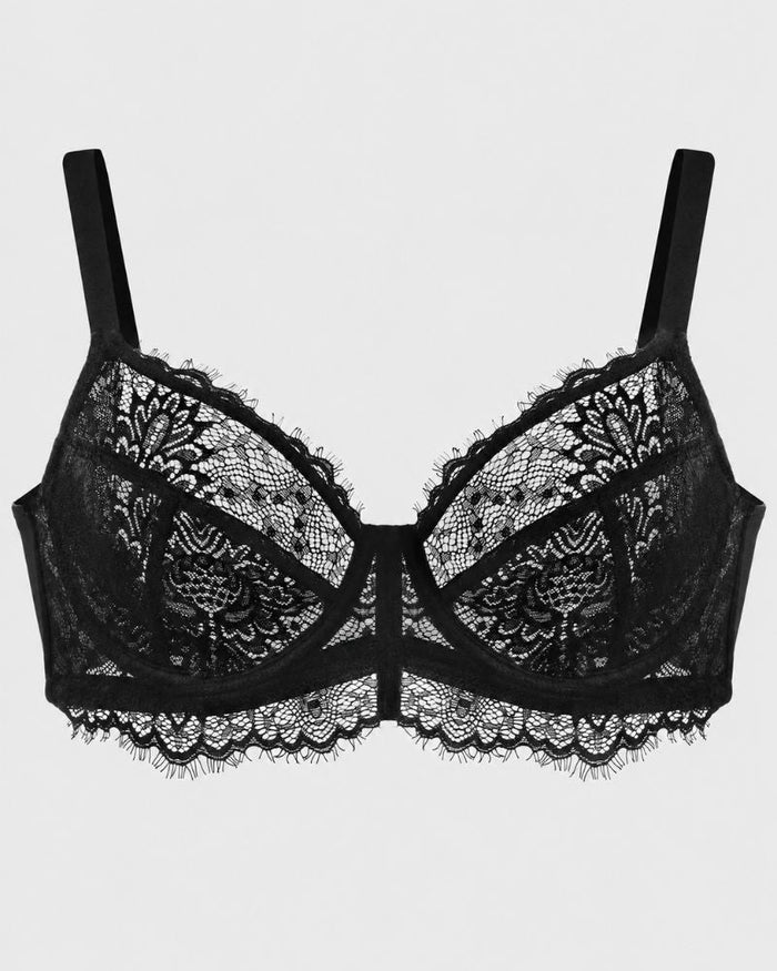 Women's Floral Lace Full-Coverage Underwire Bra