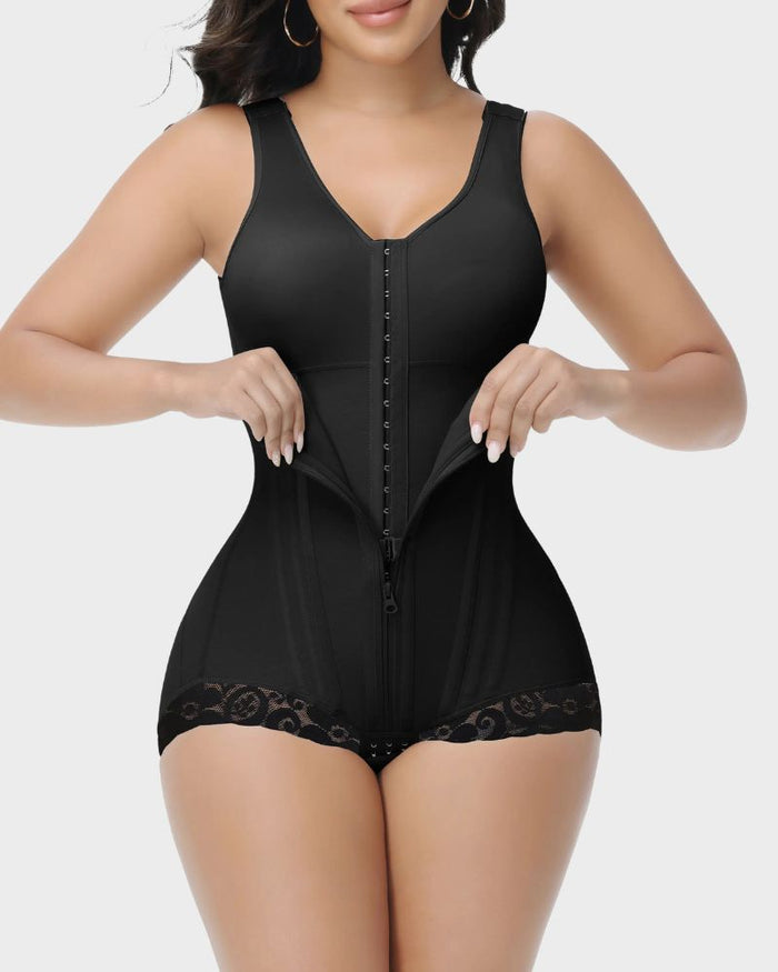 Women's Full Body Shaping Bodysuit with Hook-and-Eye Front
