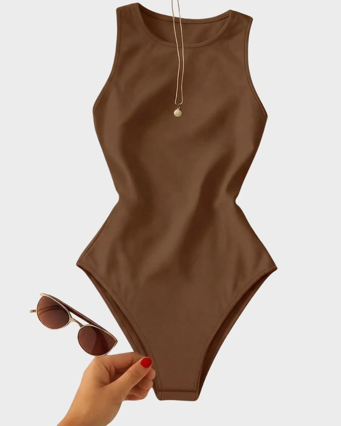 Women's Sleeveless Bodysuit with Round Neckline