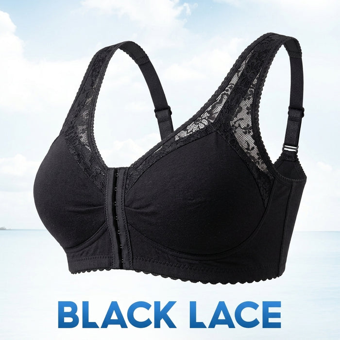 Women's Front-Closure Wireless Bra with Lace Detail