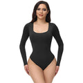 Seamless long-sleeve square-neck bodysuit