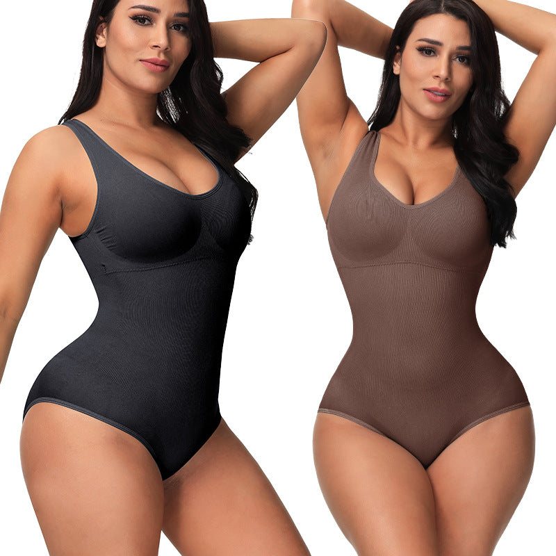Seamless scoop-neck shaping bodysuit