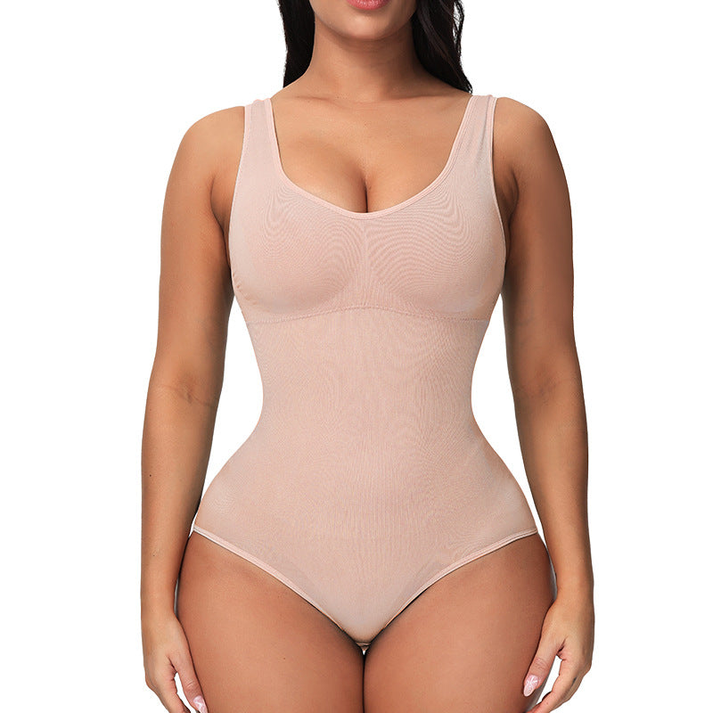 Seamless scoop-neck shaping bodysuit