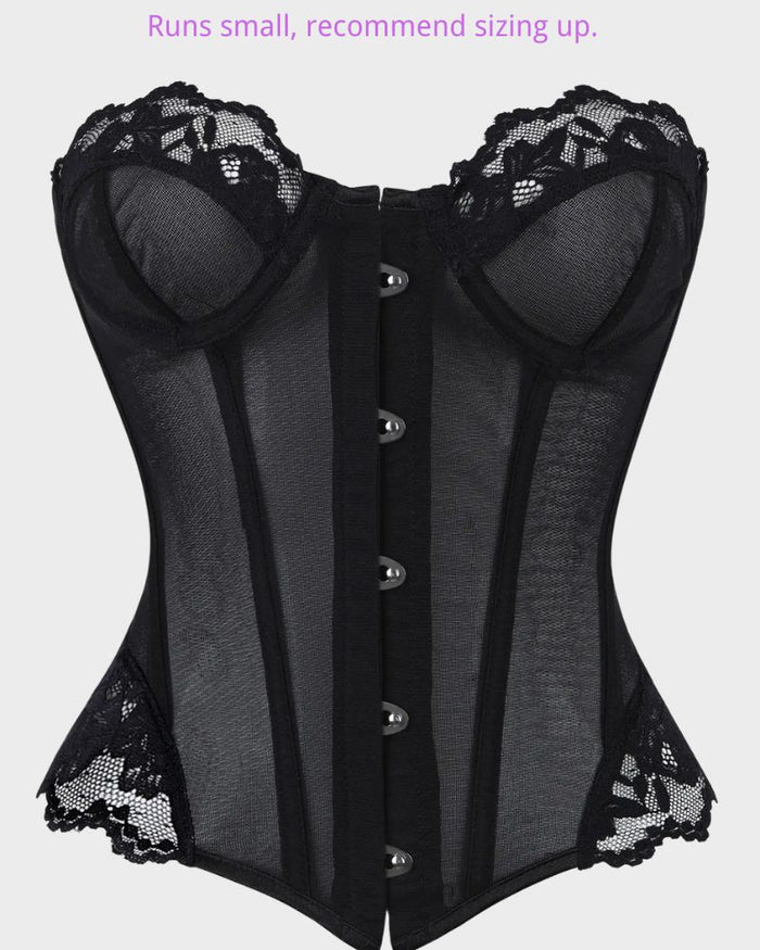 Women's Leopard Print Corset Top with Lace Trim