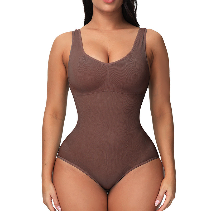 Seamless scoop-neck shaping bodysuit
