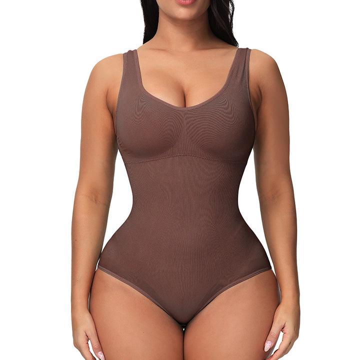 Seamless scoop-neck shaping bodysuit