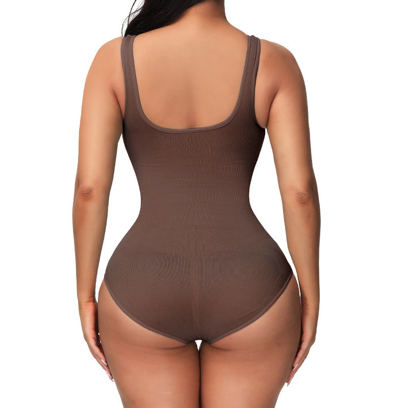 Seamless scoop-neck shaping bodysuit