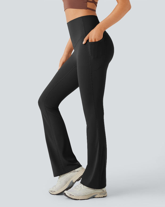 Women's High-Waist Bootcut Yoga Trousers with Pockets