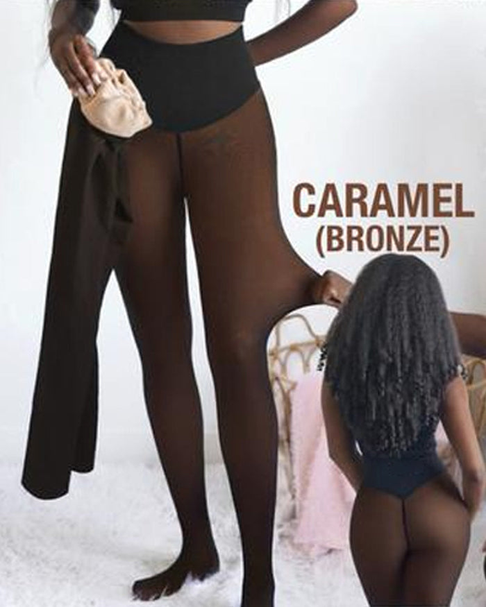 Women's Fleece Compression Tights with Waist Control