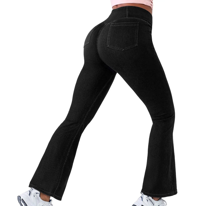Women's Bootcut Flare Denim Leggings High-Waisted Crossover