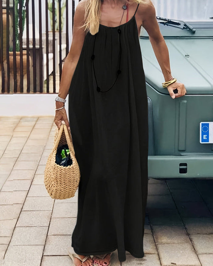 Women's Sleeveless Maxi Dress with Spaghetti Straps