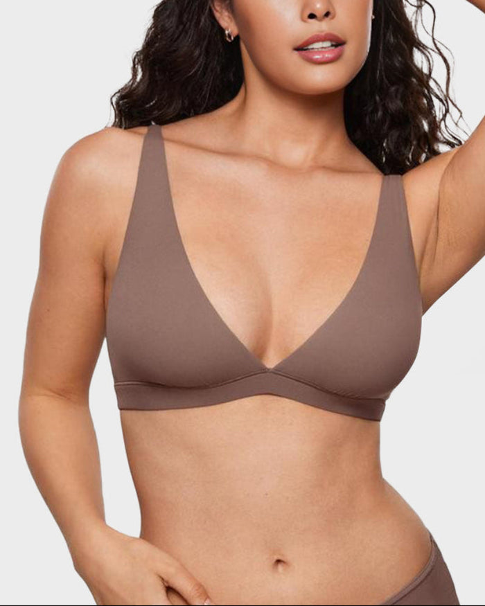 Women's Wireless Deep V Triangle Bralette for Everyday Comfort