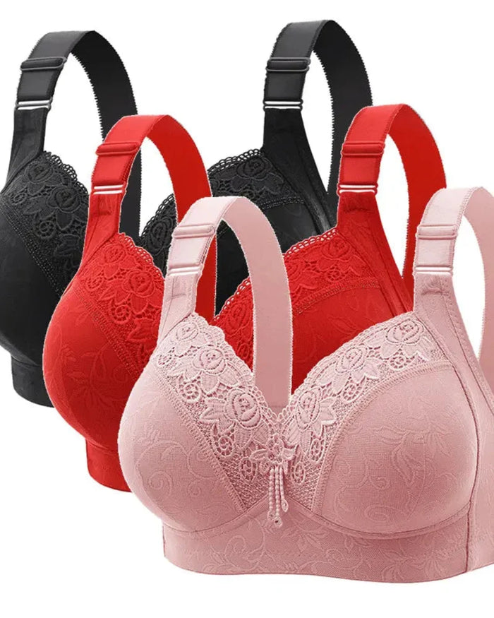 Women's Lace Push-Up Wireless Bra Adjustable Straps