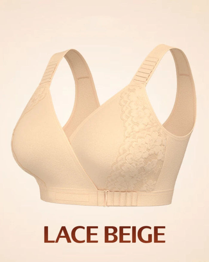 Women's Front-Closure Wireless Bra with Velcro Fastening