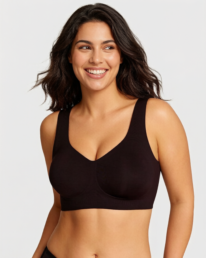 Women's Wire-Free Push-Up Bra with Jelly Support and V-Neck