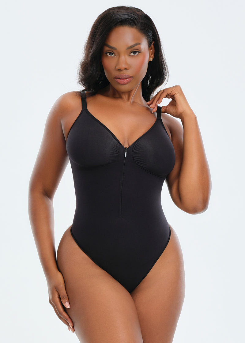 SmoothingSeamless Front Zip Bodysuit Thong