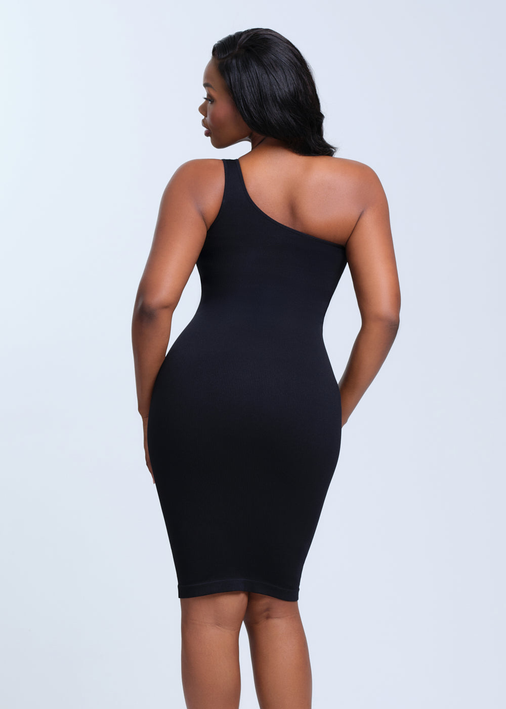SnatchedKnit One-Shoulder Knee Dress