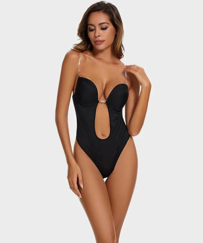 Women's Plunge U-Shape Bodysuit with Backless Design