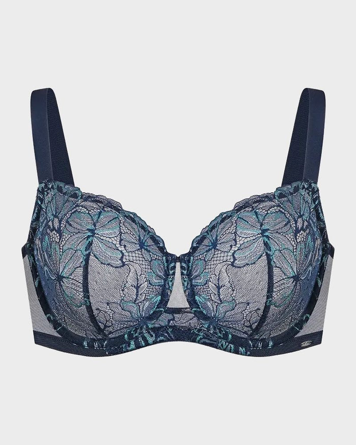 Floral Lace Plus Size Unlined Minimizer Bra