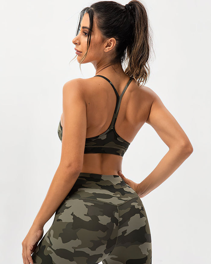 Women's Camo Y-Back Sports Bra Medium Support