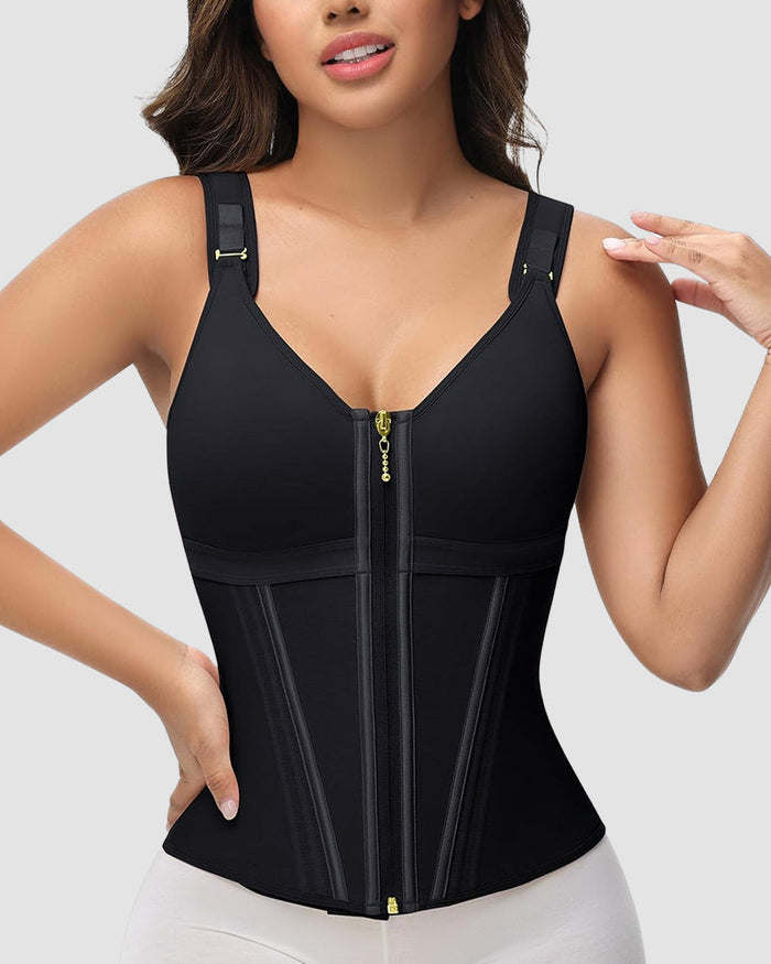 Women's Zip-Front Waist Shaper with Built-In Bra