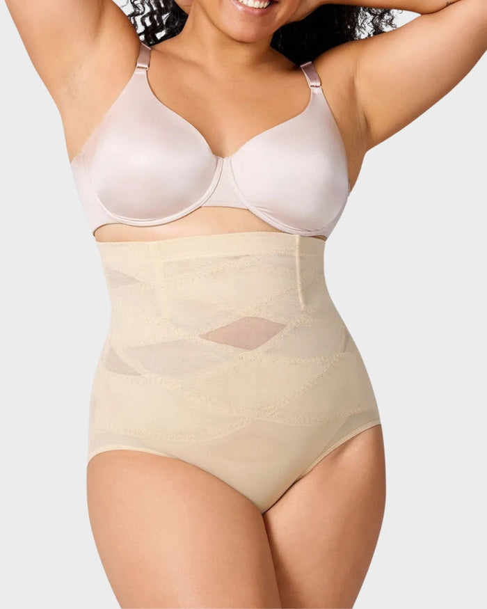 Women's High-Waisted Shaping Briefs with Mesh Panels