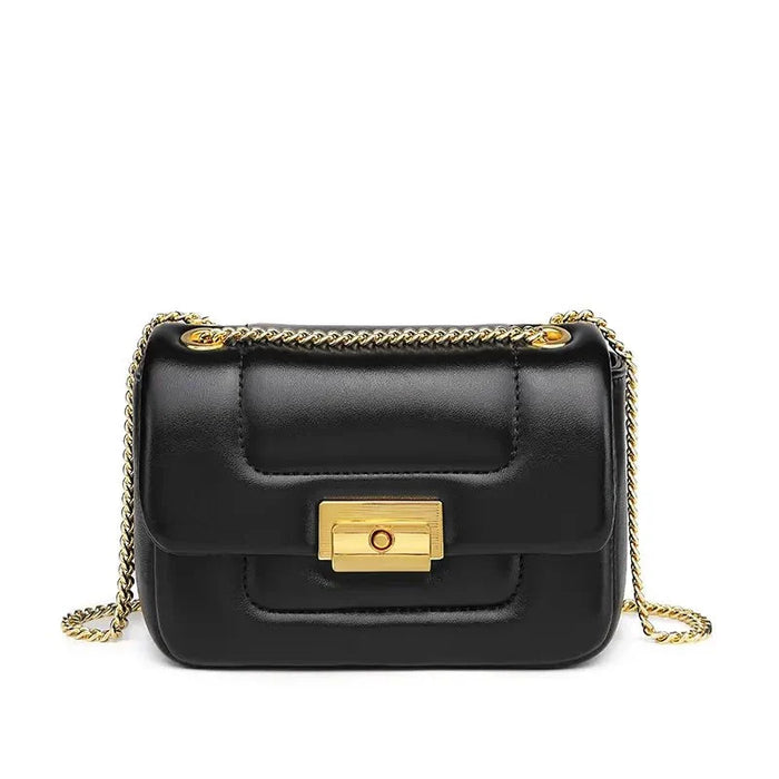 Women's Quilted Chain Crossbody Bag with Gold Hardware