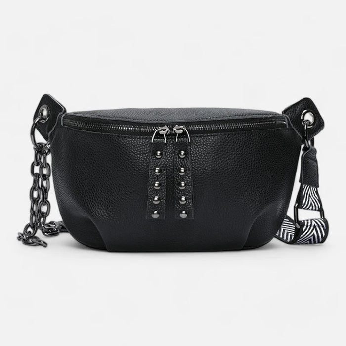 Sac Banane Femme en Cuir Noir à Bandoulière Élégante | ADENIA