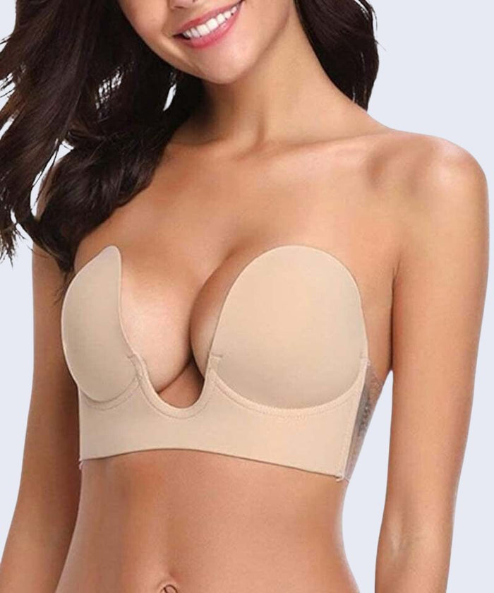Women's Adhesive Strapless U-Plunge Bra Invisible