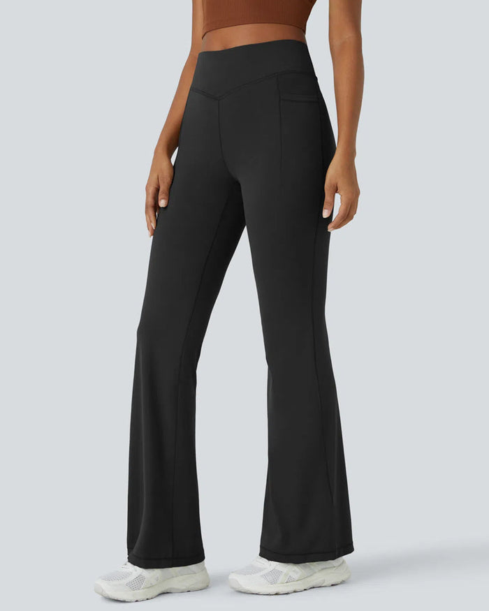 Women's High-Waist Flare Leggings with Side Pockets